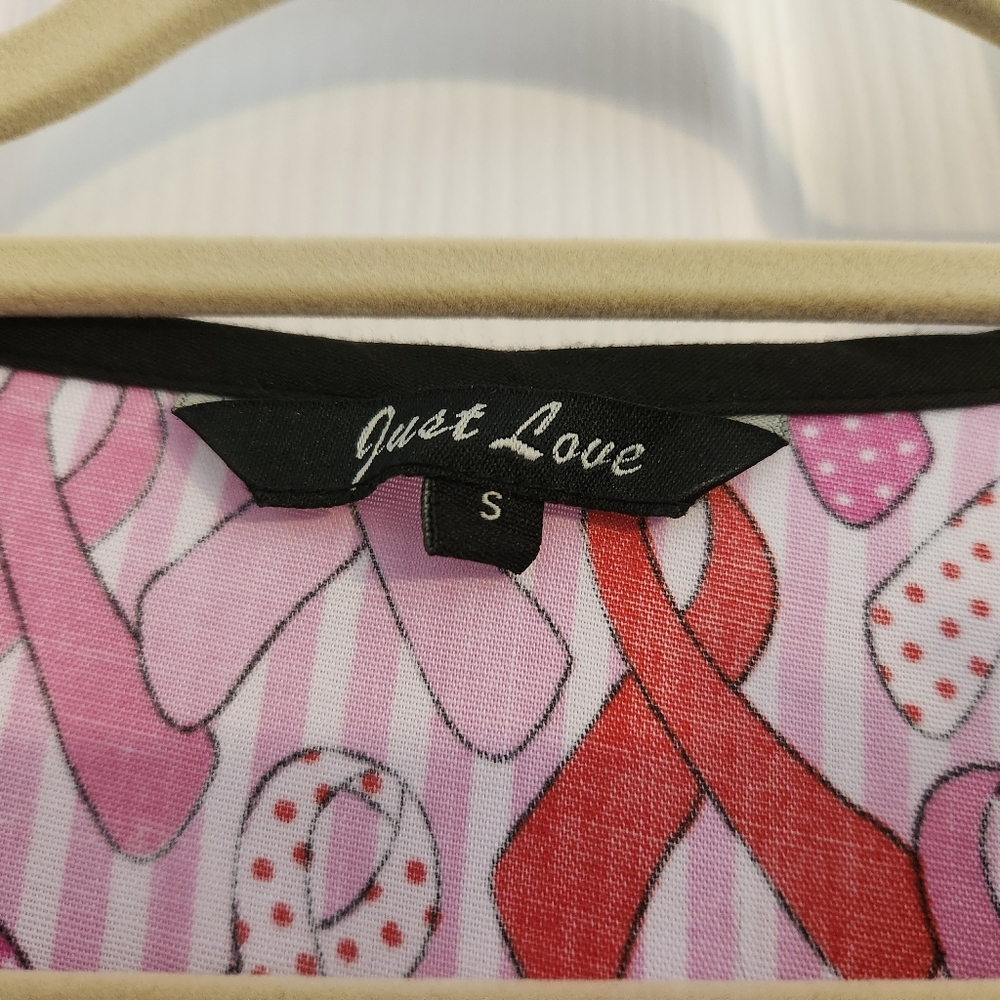 Just Love Pink Breast Cancer Scrub Top - Picture 2 of 4